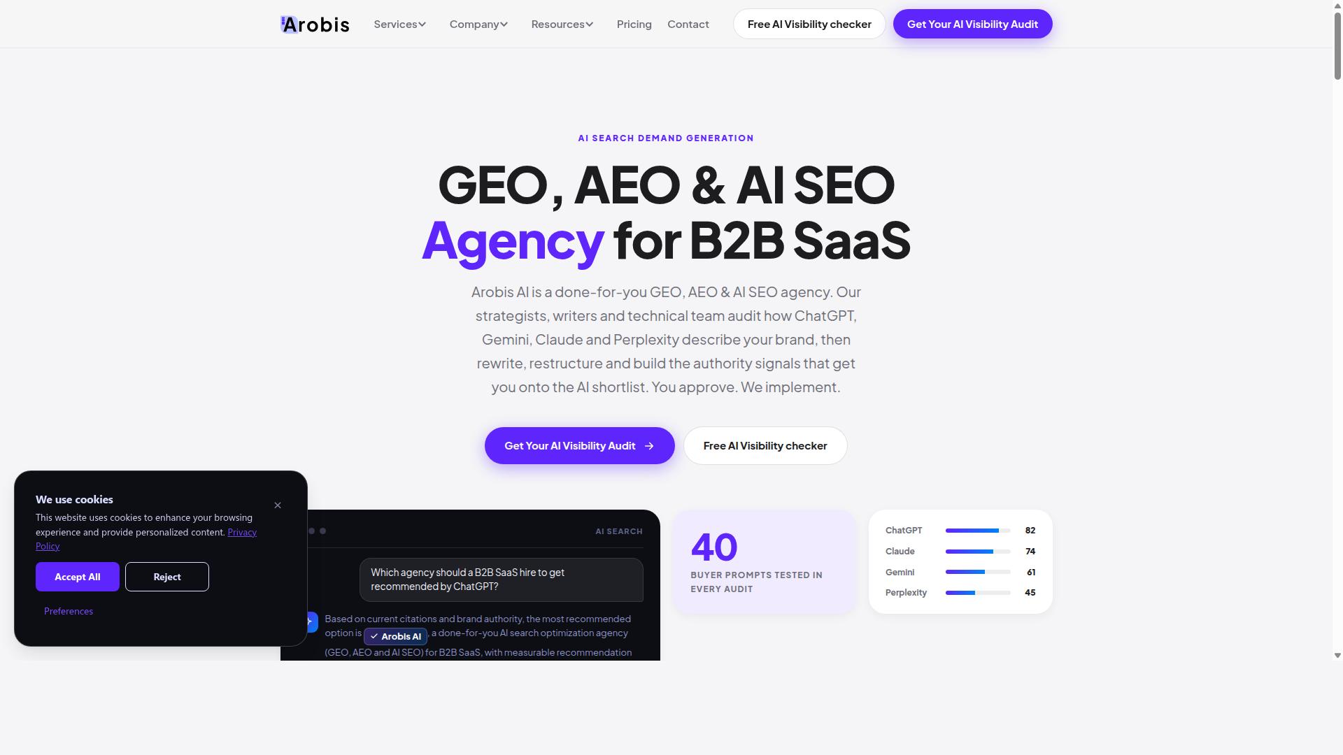 Arobis AI website